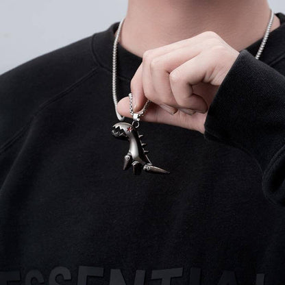 black dinosaur necklace