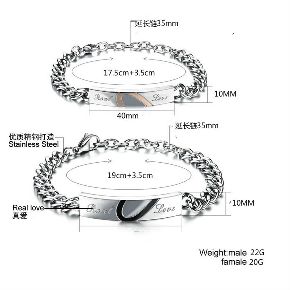 Half Heart Matching Bracelets for Boyfriend and Girlfriend