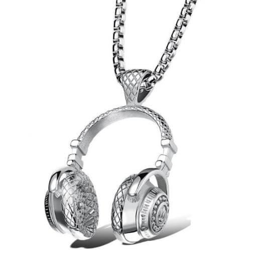Headphone Pendant Necklace silver
