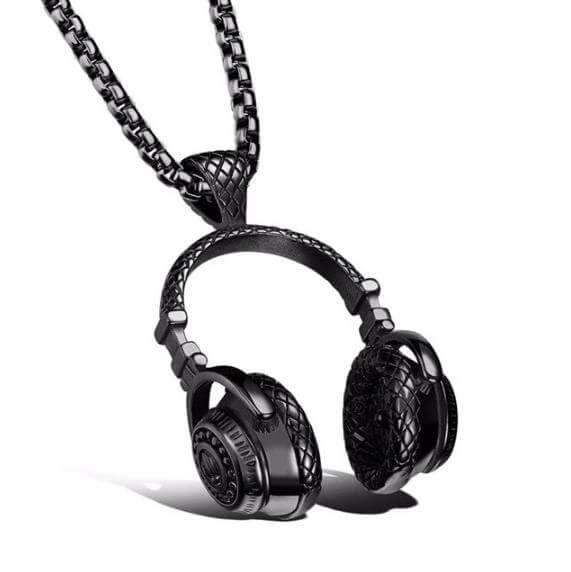 Headphone Pendant Necklace black
