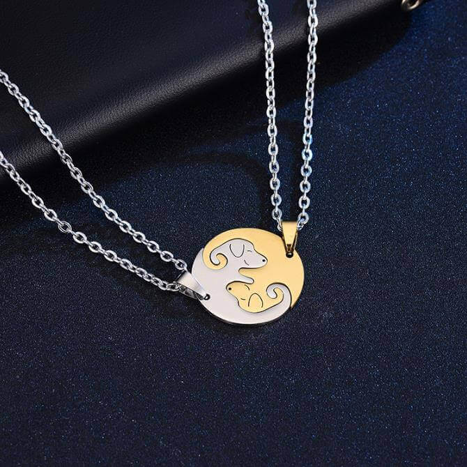 Dog Pendant Friendship Necklace for Best Friend and Couple
