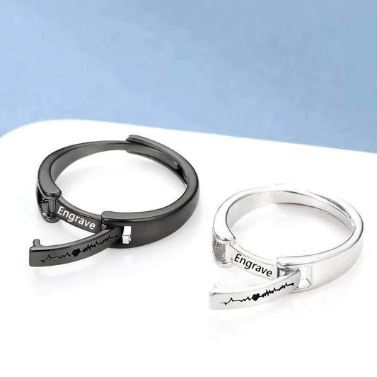 2Pcs Name Engraved Rings for Couples