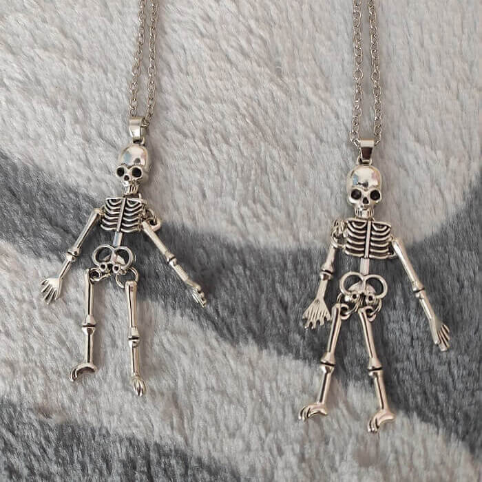 skeleton bff necklace silver