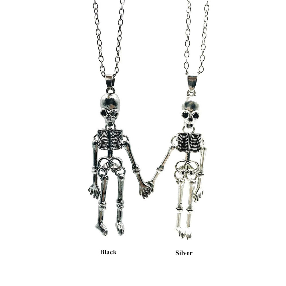 skeleton friendship necklace black and silver