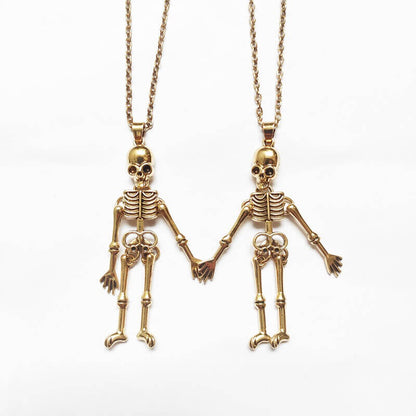skeleton friendship necklace gold and gold