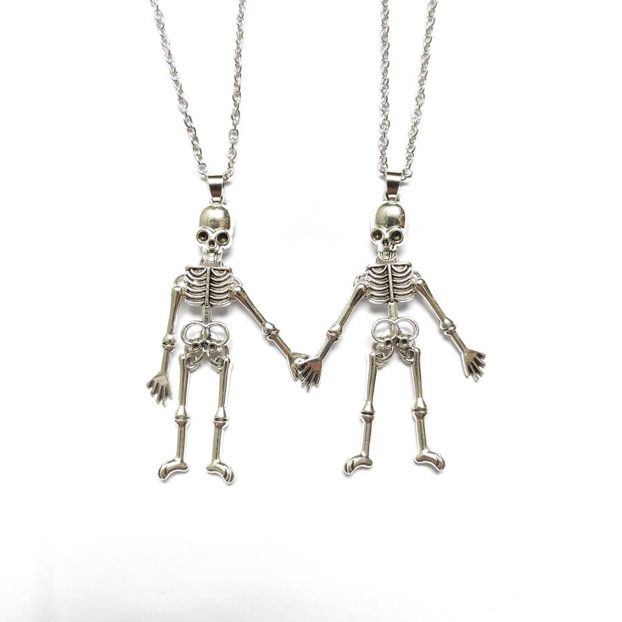 skeleton friendship necklace silver