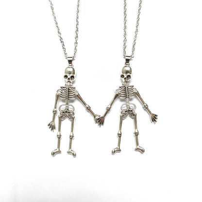skeleton friendship necklace silver