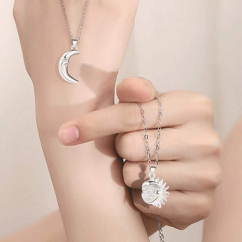 Buy HOHOTANG Magnetic Couple Necklace for Him and Her, Sun Moon Friendship  Necklaces for Couples Best Friends, I Love You 100 Languages Matching Heart  Necklace 2 Pcs at Amazon.in