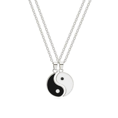 yin yang necklace set for couples Silver