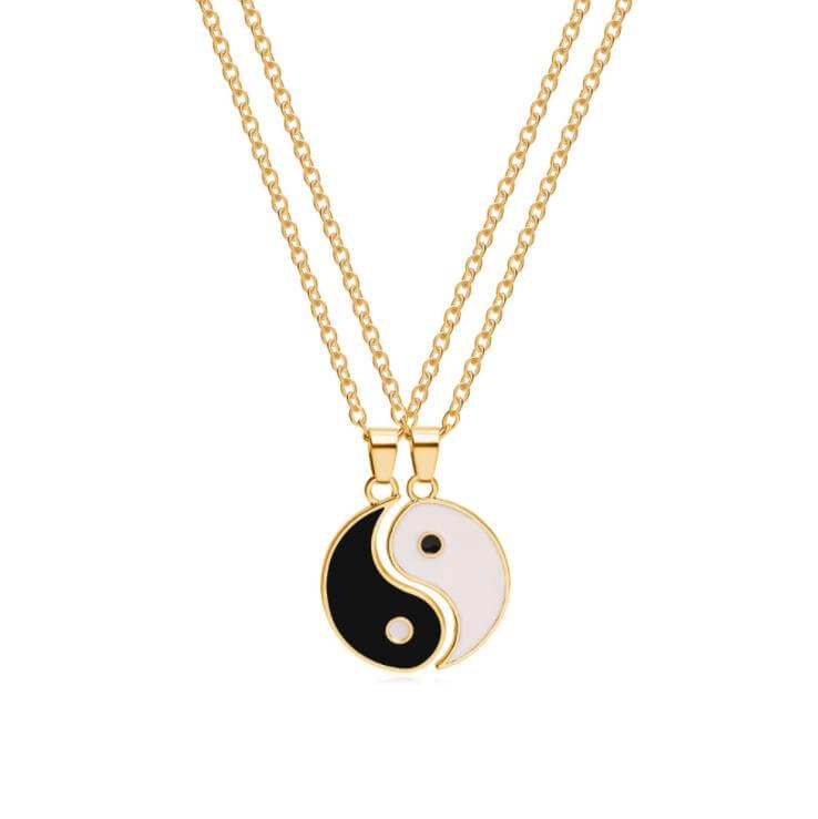 yin and yang matching necklaces gold